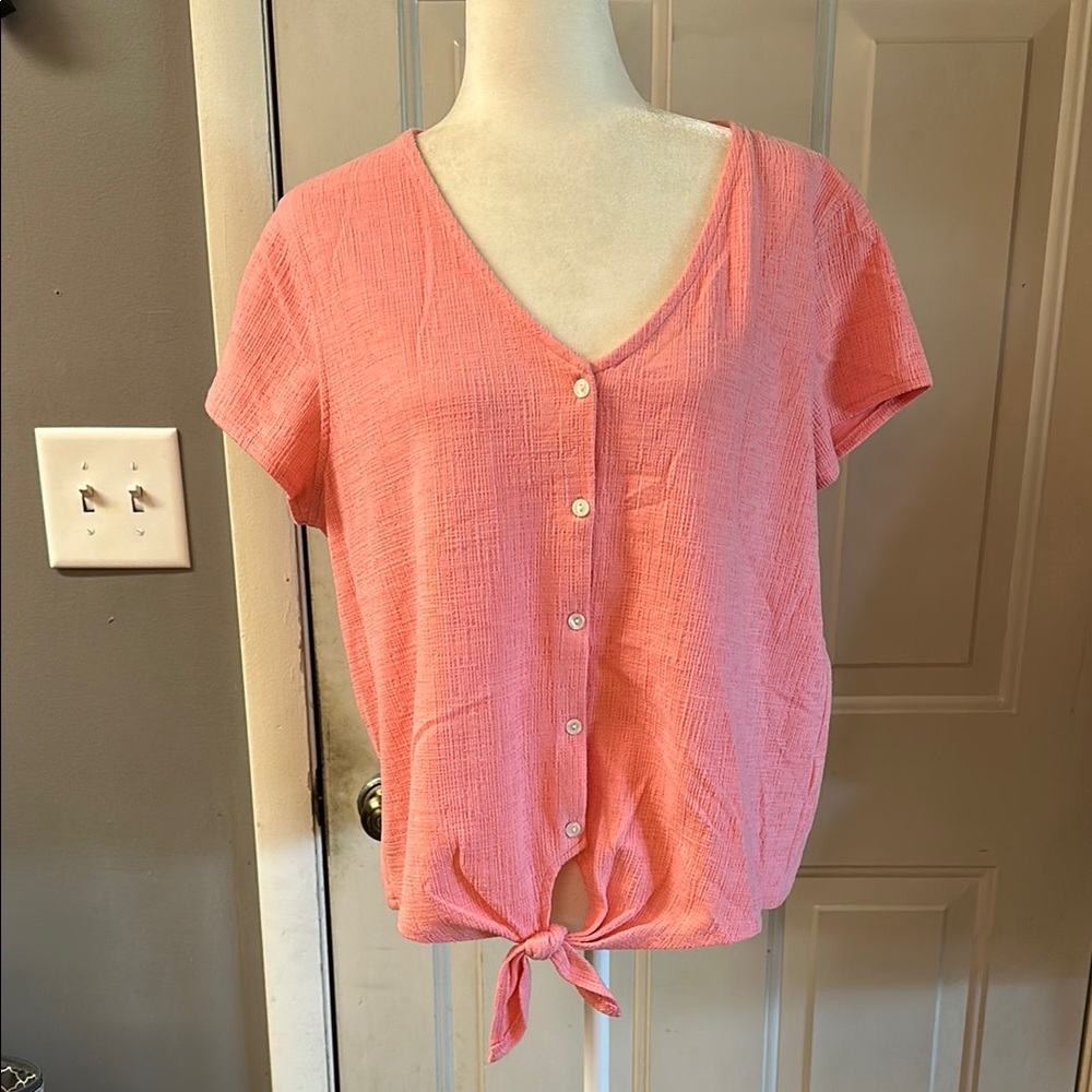 🎉HP🎉 J. Crew Coral Button-Down Tie-Front Top